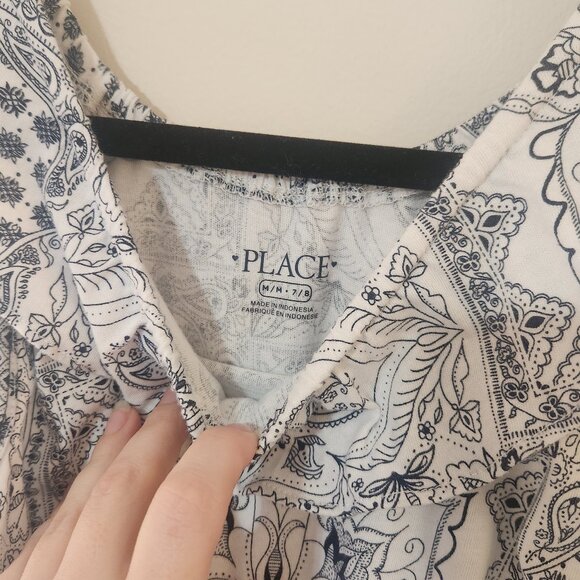 Children’s Place Girls M 7/8 Navy Blue Paisley Print Ruffle Dress - Picture 3 of 6